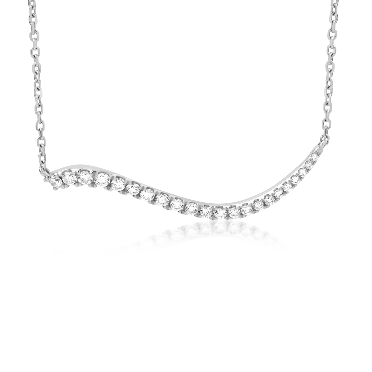 Lant cu pandantiv din aur alb de 18K cu diamante de 0.29ct-117054
