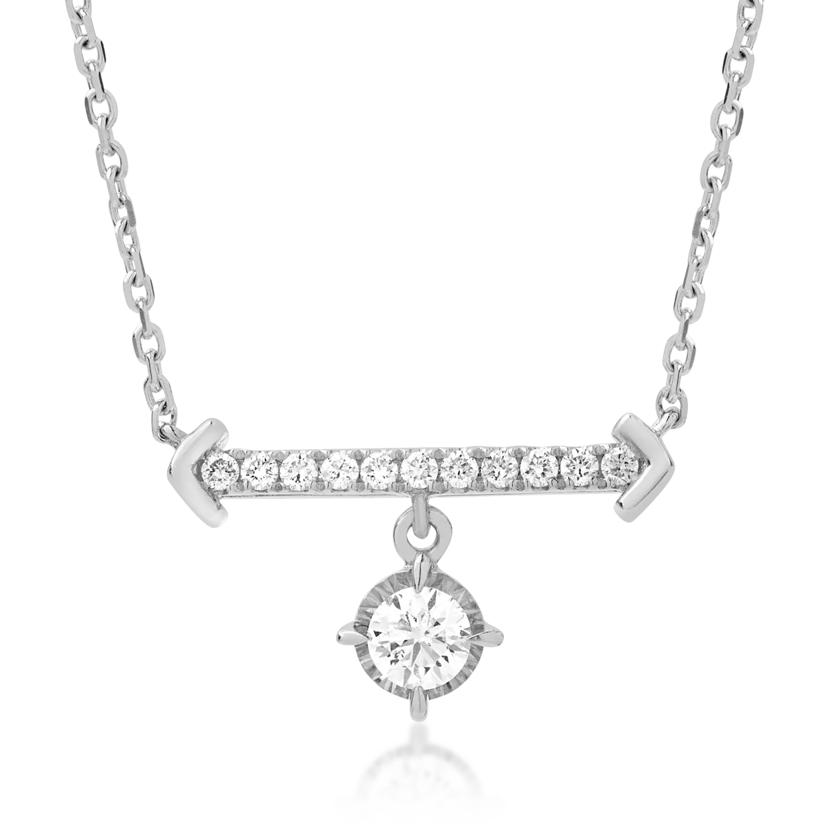 Lant cu pandantiv din aur alb de 18K cu diamante de 0.29ct-105470