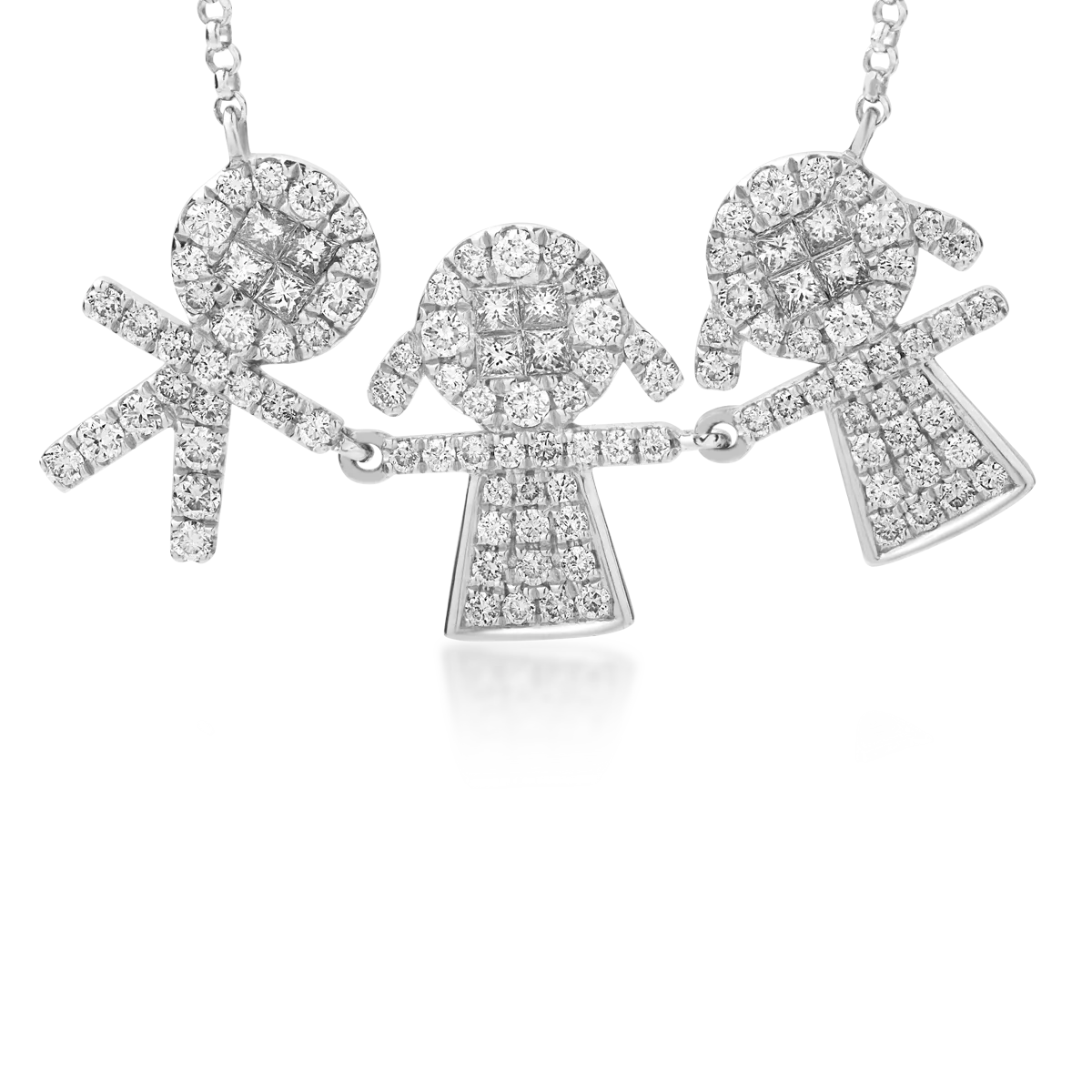 18K white gold children pendant necklace with 0.98ct diamonds