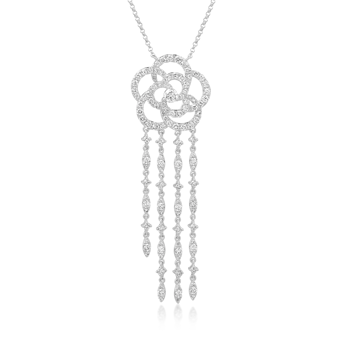 Lant cu pandantiv din aur alb de 18K cu diamante de 1.71ct-105485