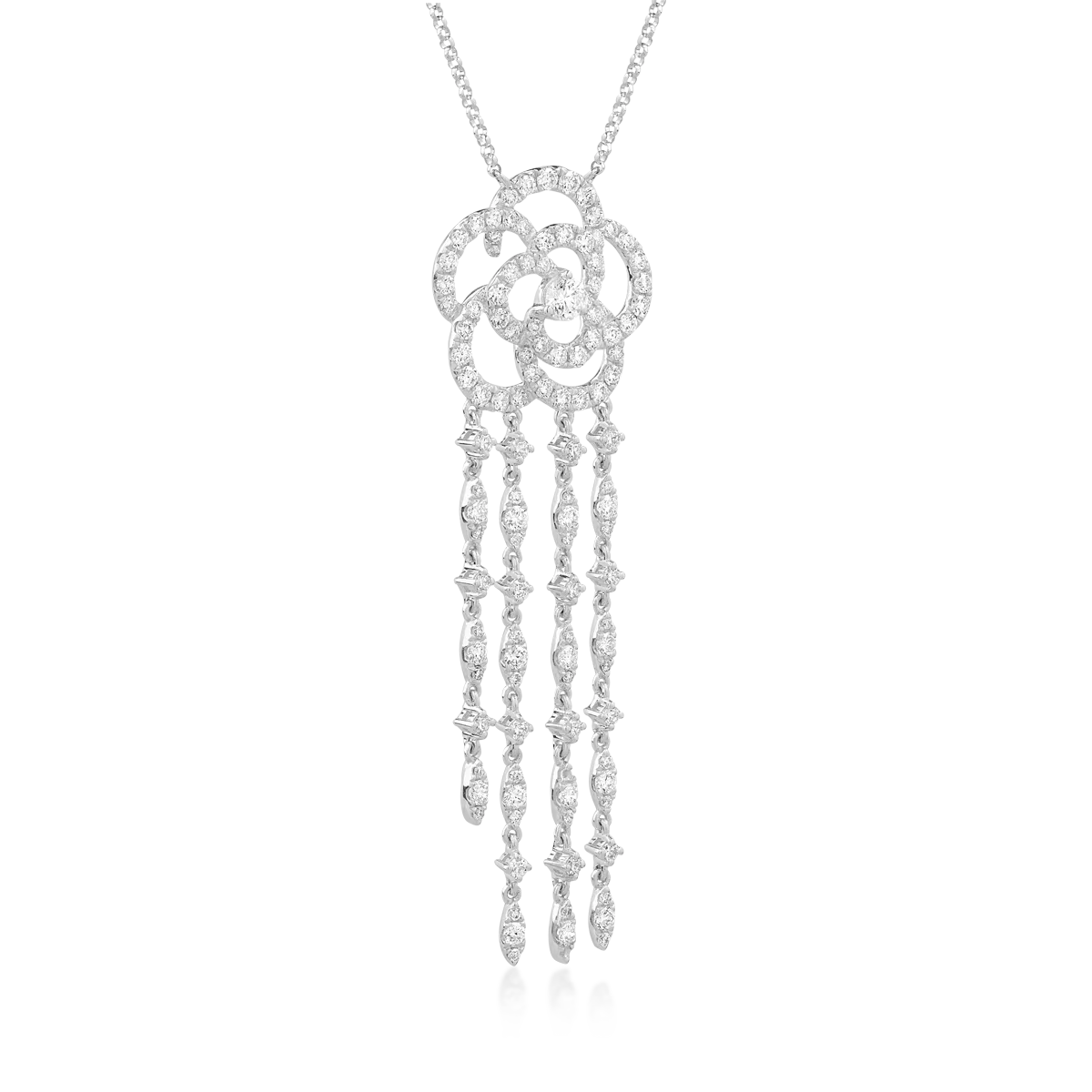 Lant cu pandantiv din aur alb de 18K cu diamante de 1.71ct