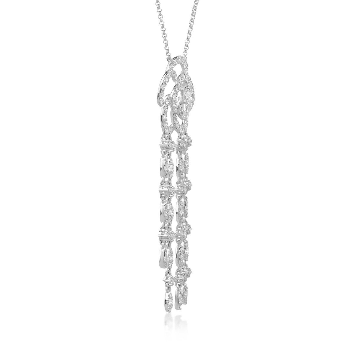 Lant cu pandantiv din aur alb de 18K cu diamante de 1.71ct