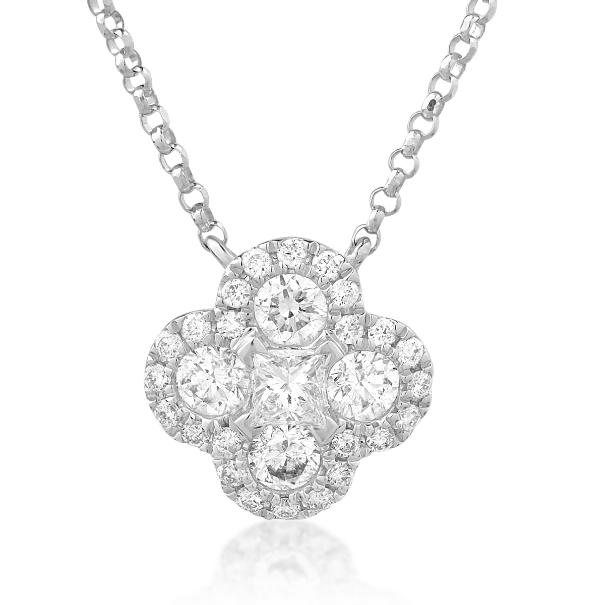 Lant cu pandantiv din aur alb de 18K cu diamante de 0.65ct-116782