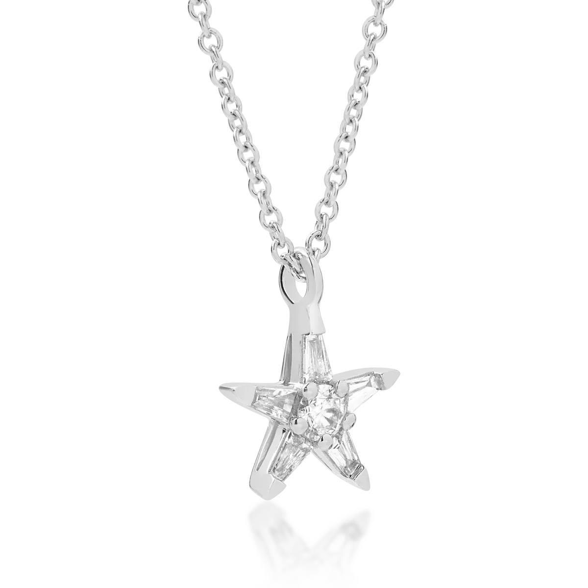 18K white gold star pendant necklace with 0.22ct diamonds