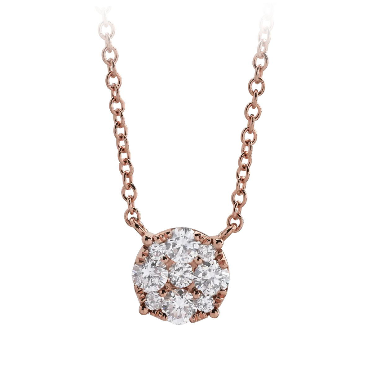 Lant cu pandantiv din aur roz cu diamante de 0.36ct