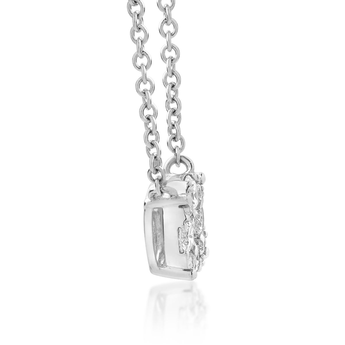 Lant cu pandantiv din aur alb de 18K cu diamante de 0.36ct