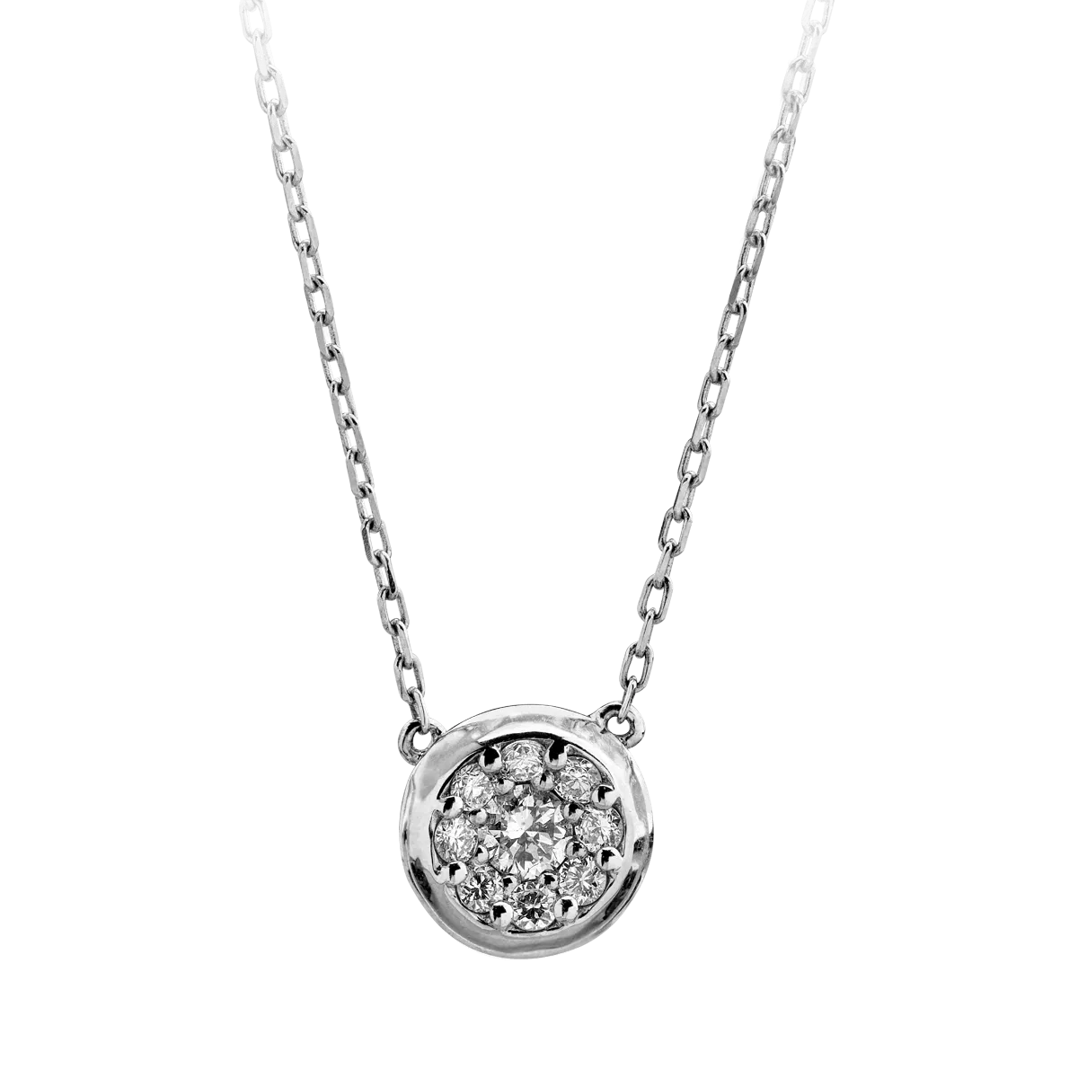 Lant cu pandantiv din aur alb de 14K cu diamante de 0.25ct-117238