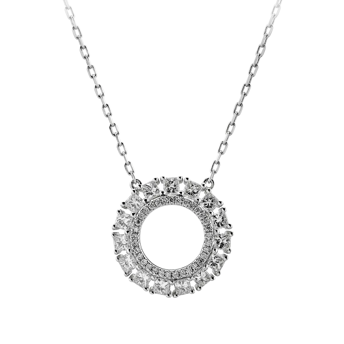14K white gold pendant necklace with 0.69ct diamonds