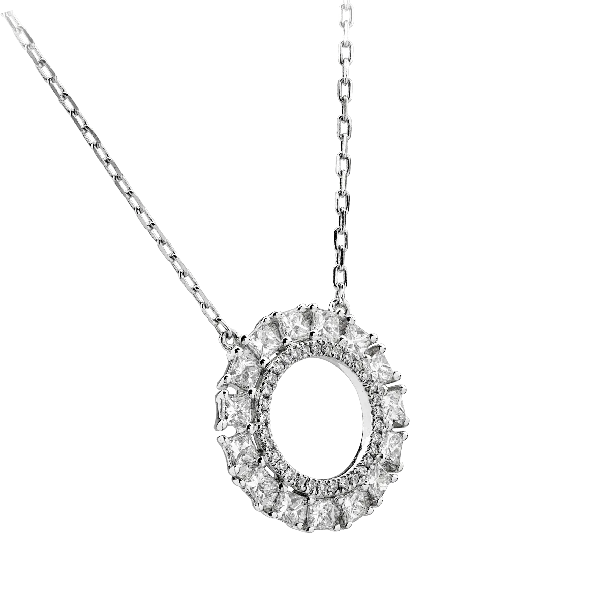 14K white gold pendant necklace with 0.69ct diamonds