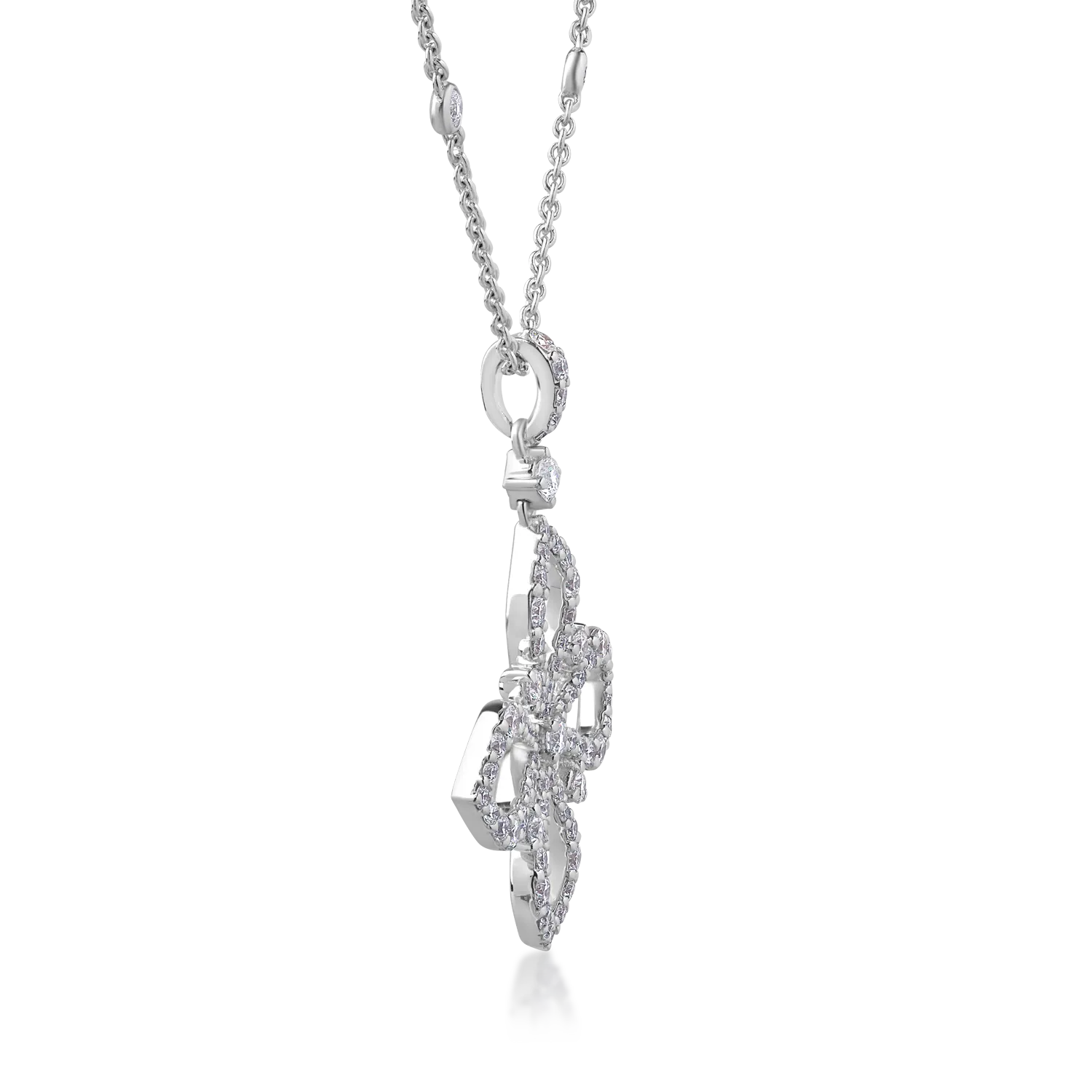 Lant cu pandantiv din aur alb de 18K cu diamante de 1.32ct