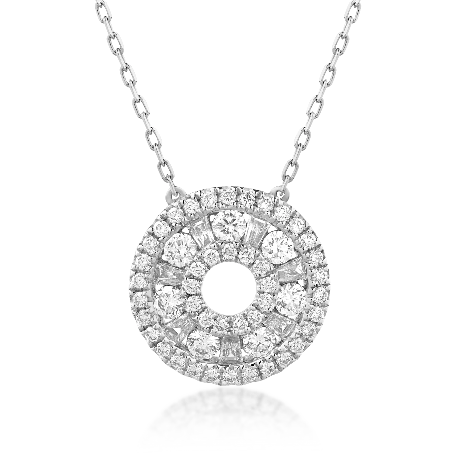 14K fehérarany függő nyaklánc 0,77 karátos gyémántokkal