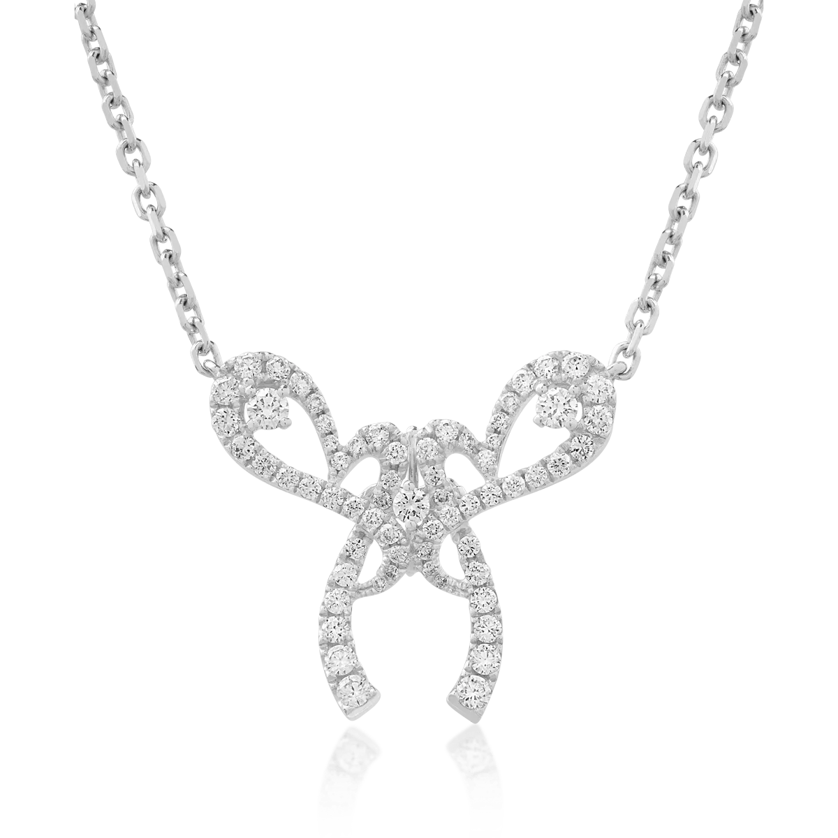 Lant cu pandantiv fundita din aur alb cu diamante de 0.71ct