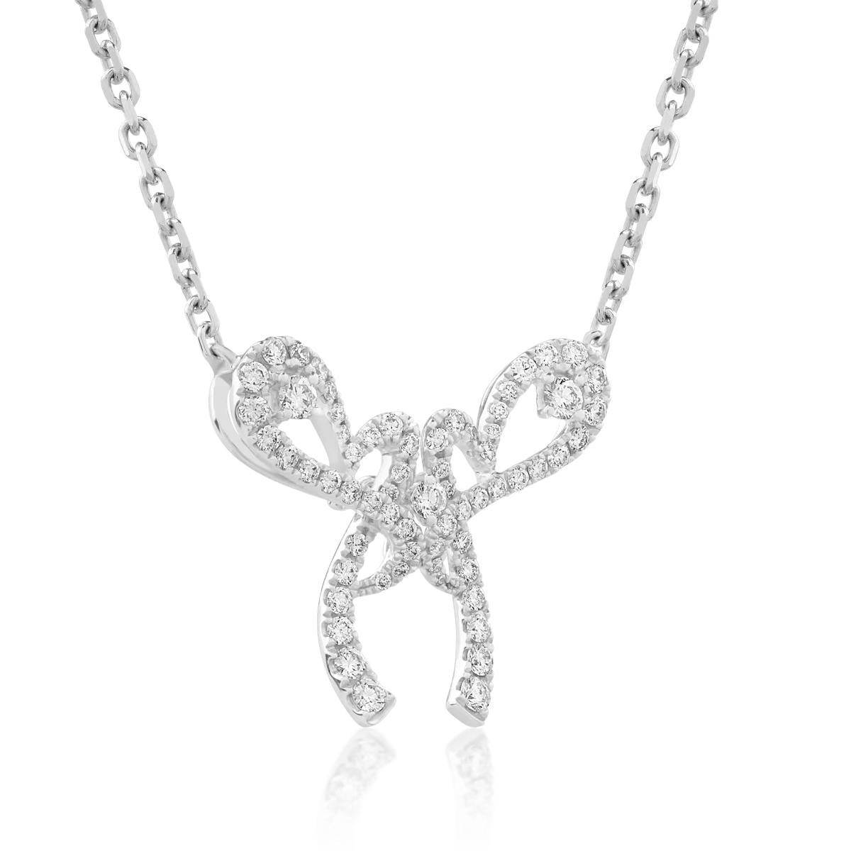 Lant cu pandantiv fundita din aur alb cu diamante de 0.71ct