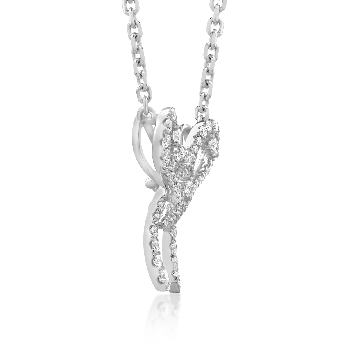 Lant cu pandantiv fundita din aur alb cu diamante de 0.71ct