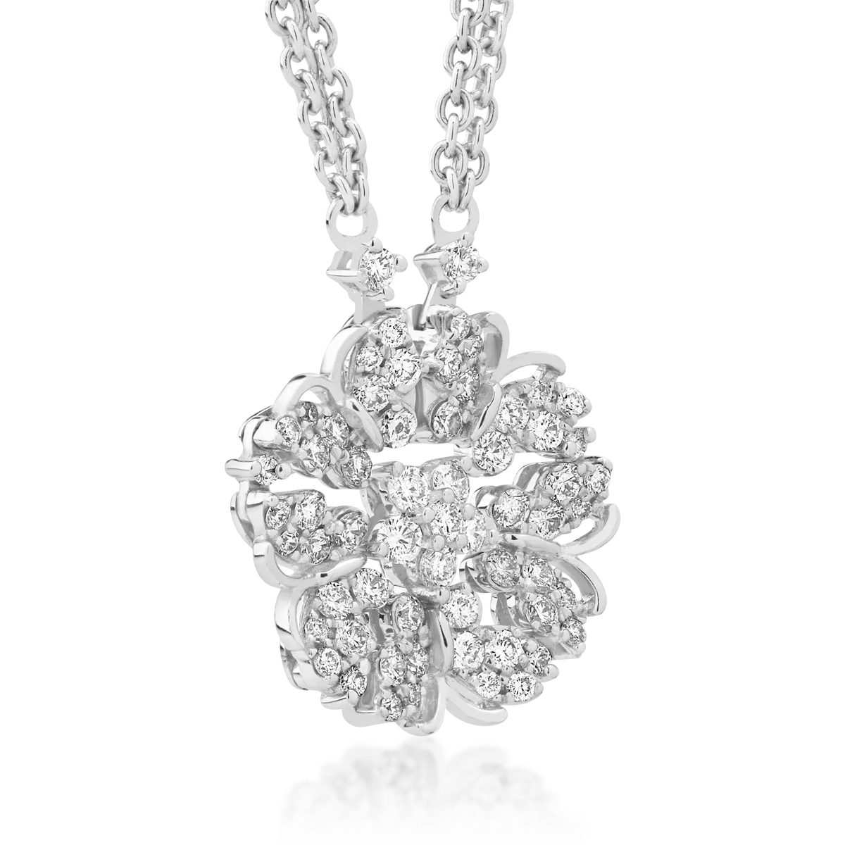 Lant cu pandantiv din aur alb de 18K cu diamante de 0.92ct