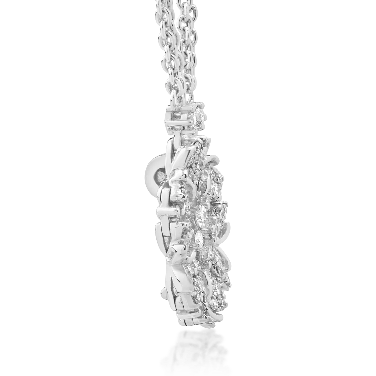 Lant cu pandantiv din aur alb de 18K cu diamante de 0.92ct