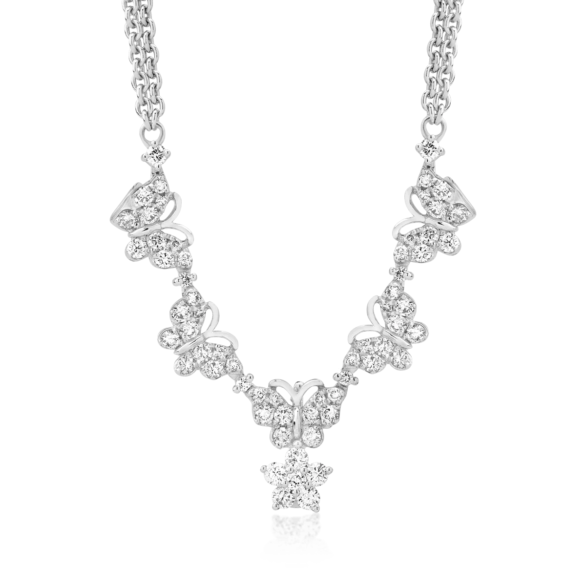 Lant cu pandantiv din aur alb de 18K cu diamante de 0.92ct