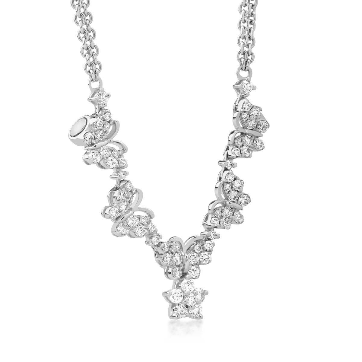 Lant cu pandantiv din aur alb de 18K cu diamante de 0.92ct