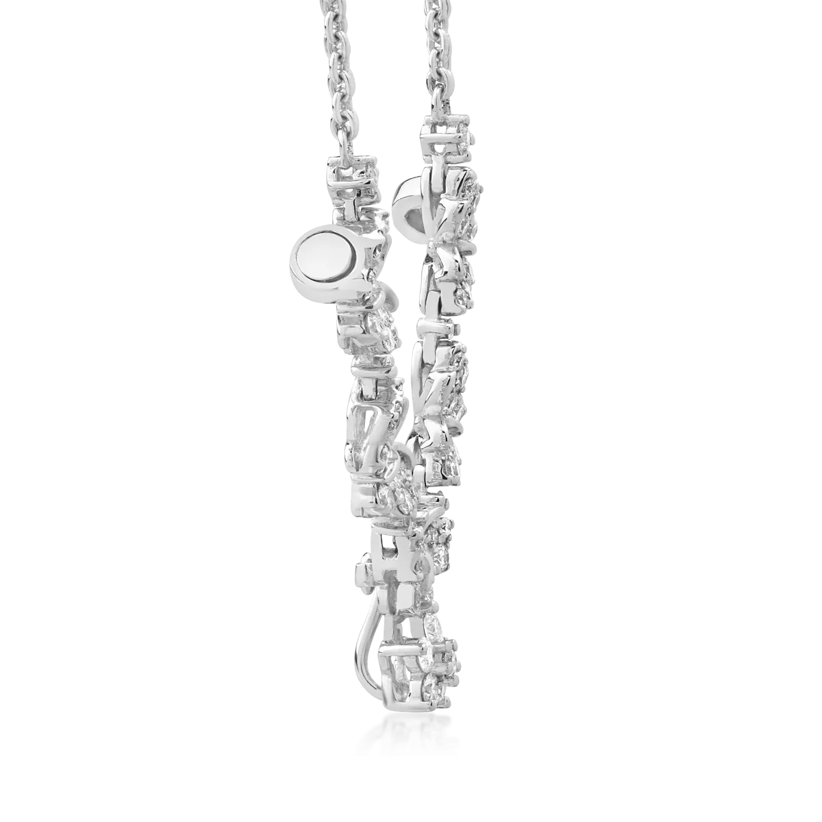 Lant cu pandantiv din aur alb de 18K cu diamante de 0.92ct