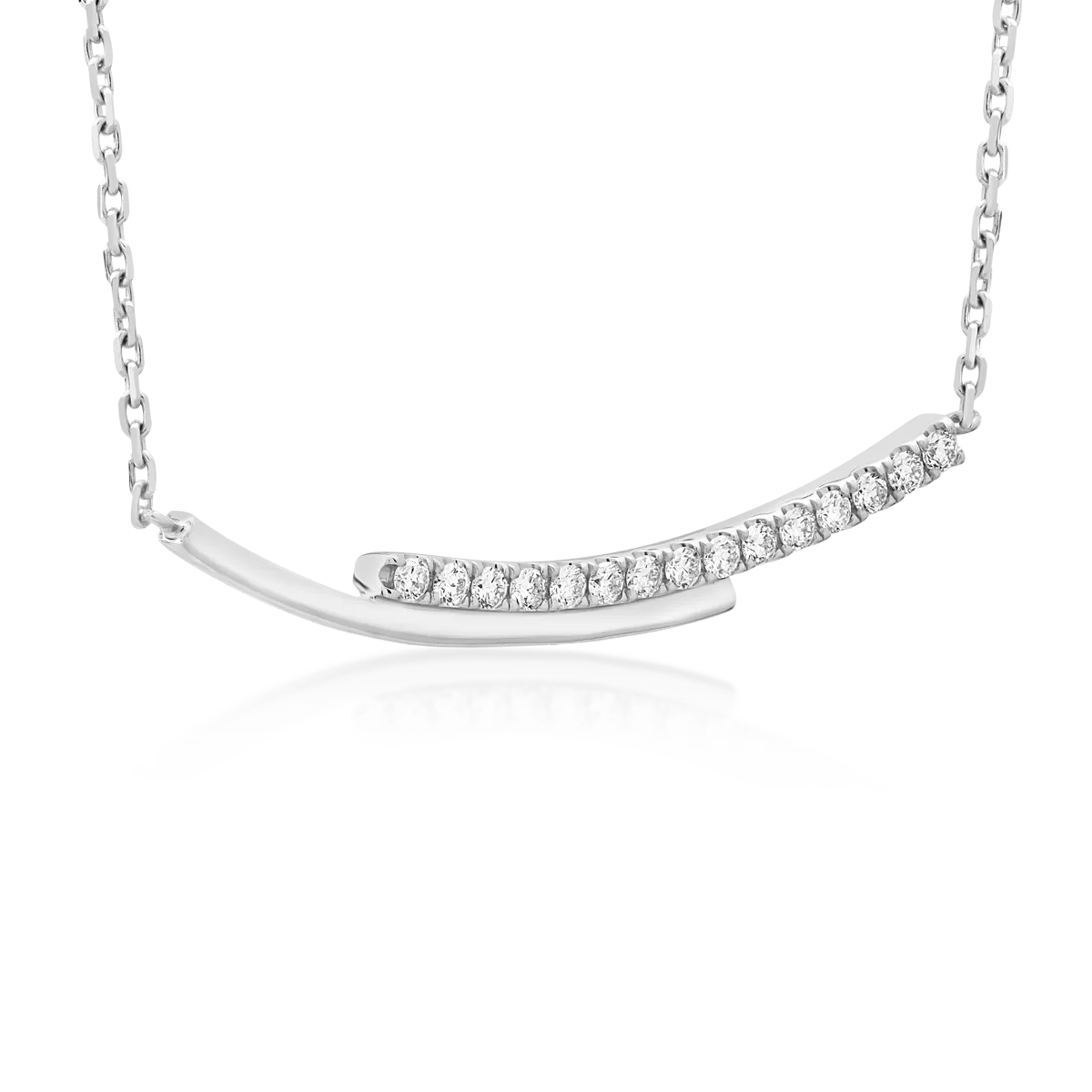 18K white gold pendant necklace with 0.142ct diamonds