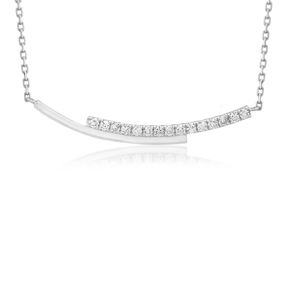 Lant cu pandantiv din aur alb cu diamante de 0.142ct