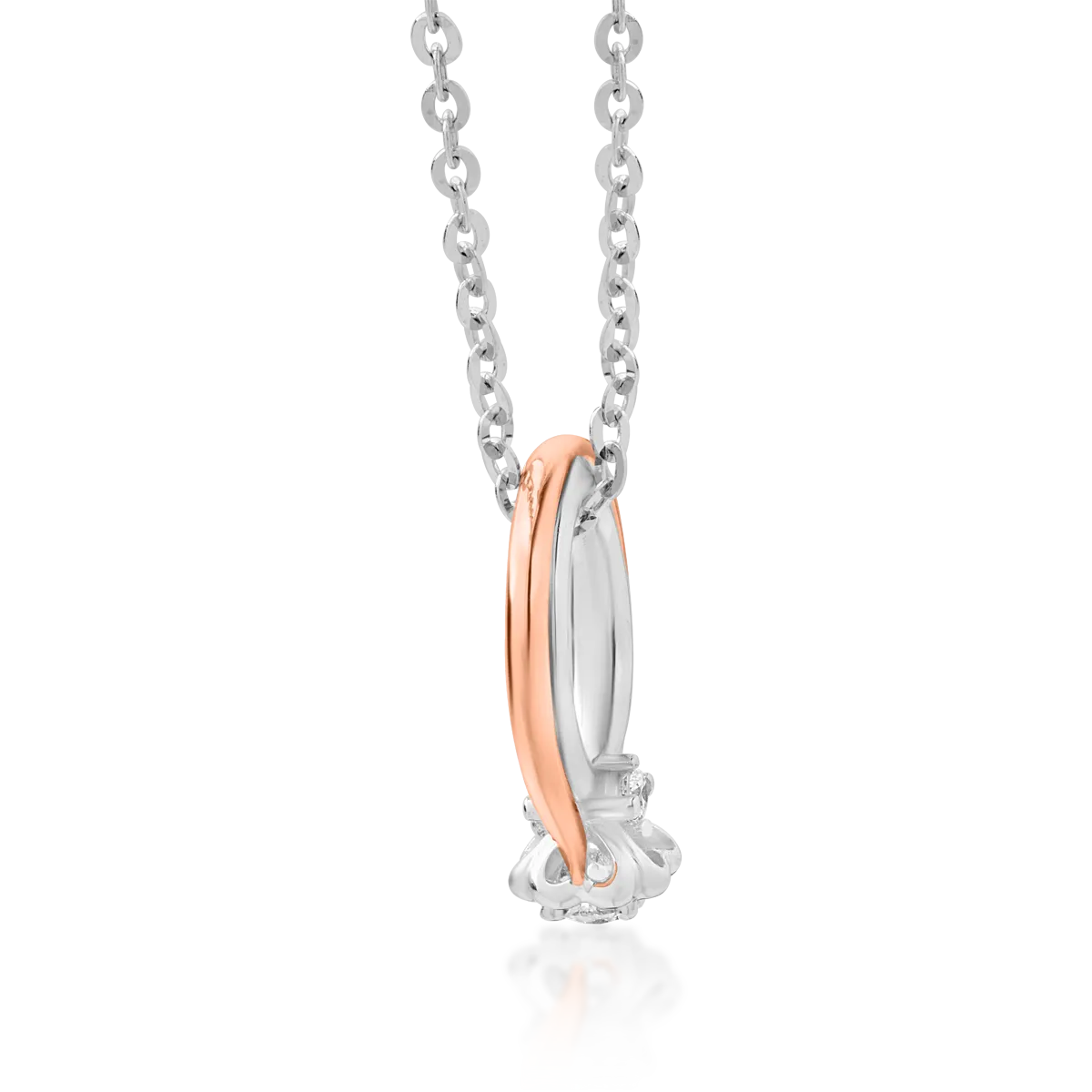 18K white-rose ring pandant necklace with diamonds on 0.059ct