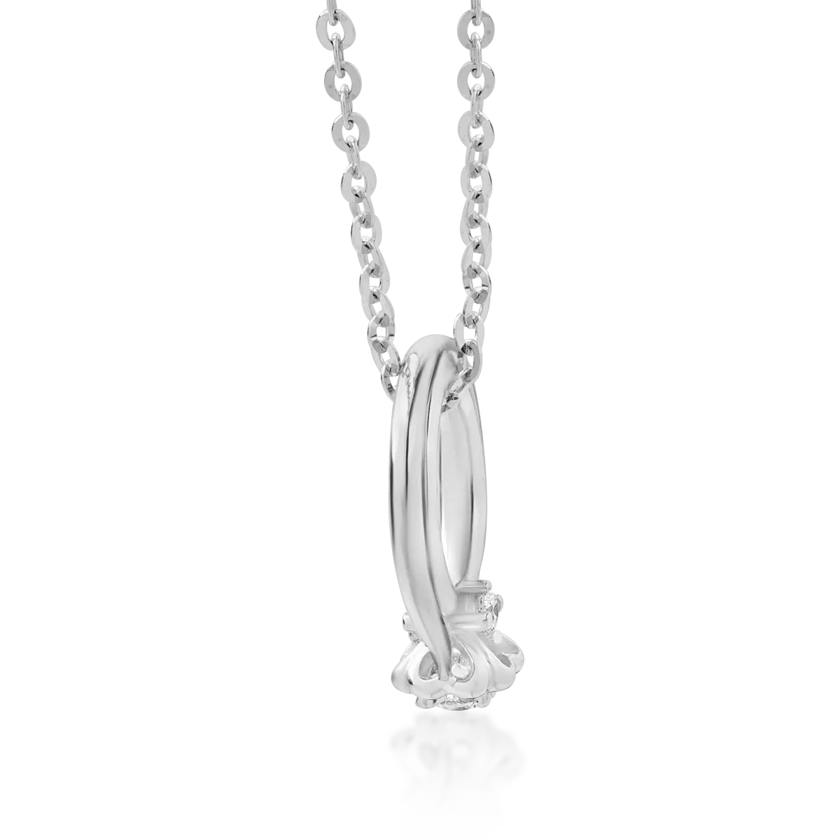 Lant cu pandantiv inel din aur alb de 18K cu diamante de 0.06ct