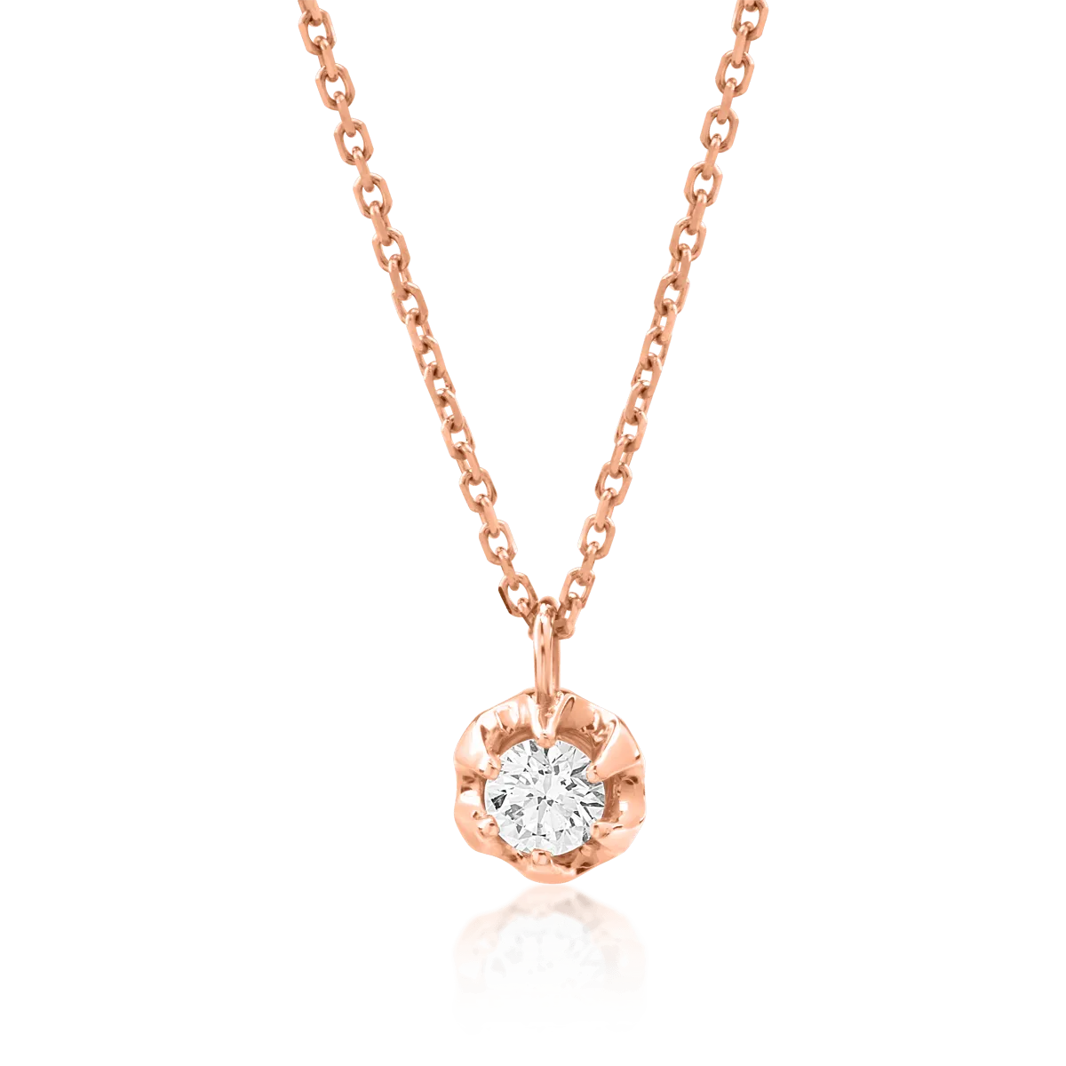 18K rose gold pendant chain with 0.09ct diamond