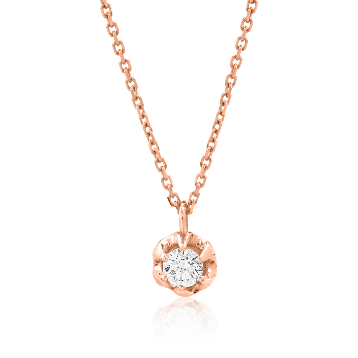 Lant cu pandantiv din aur roz de 18K cu diamant de 0.09ct