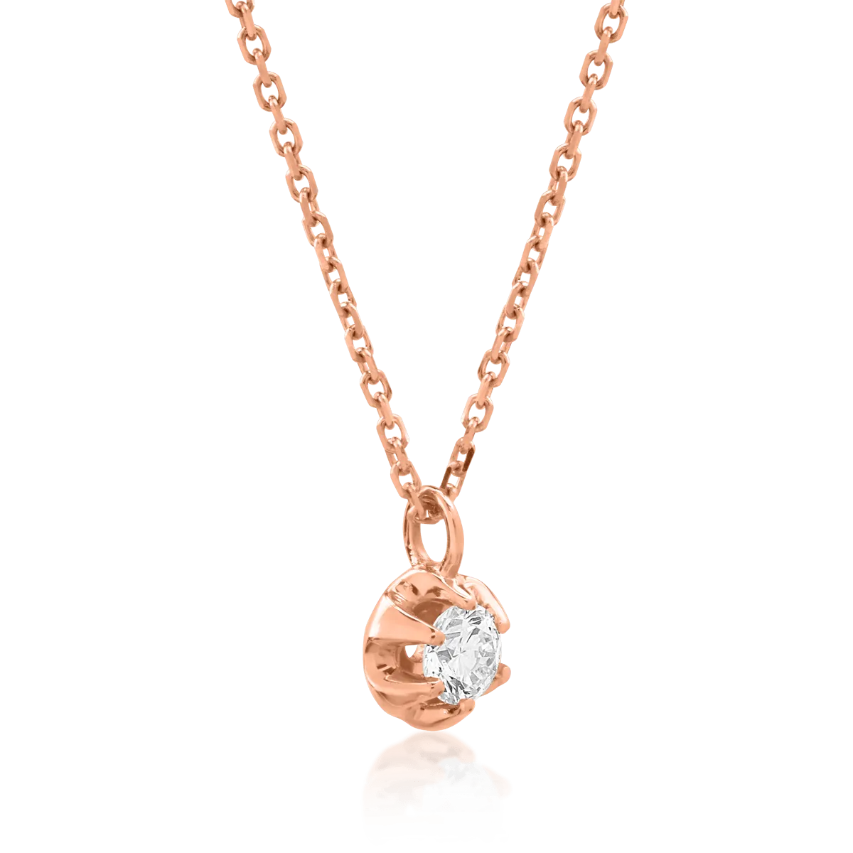 Nyaklánc medállal 18K-os rózsaszín aranyból 0.09ct gyémánttal
