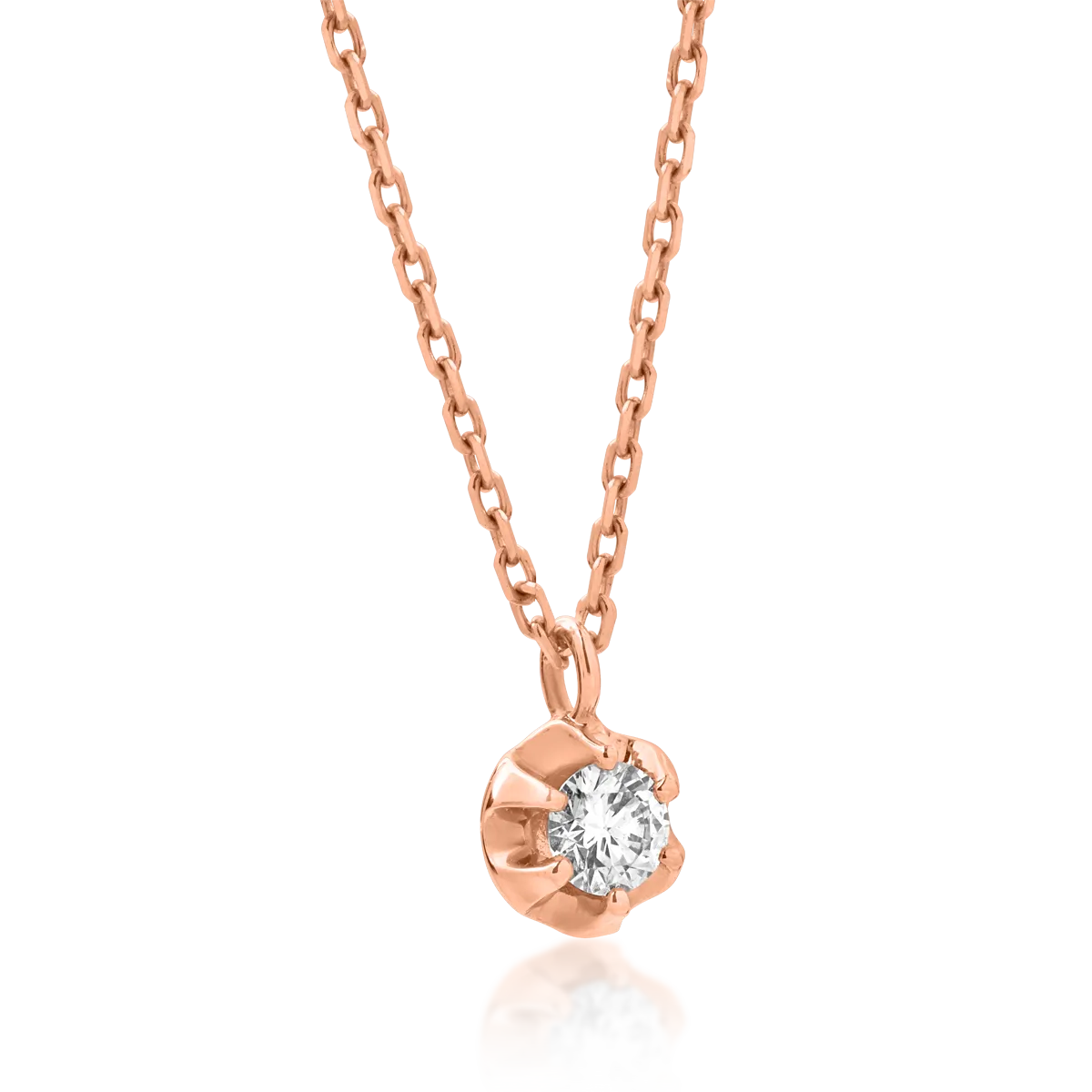 18K rose gold pendant necklace with 0.131ct diamond