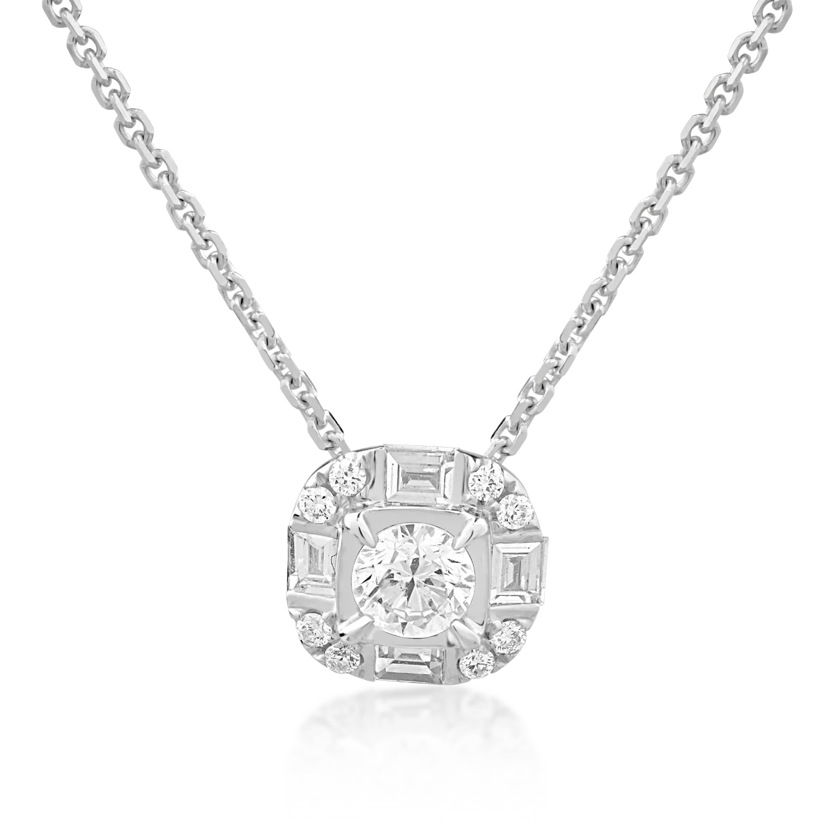 Lant cu pandantiv din aur alb de 18K cu diamante de 0.379ct-117800