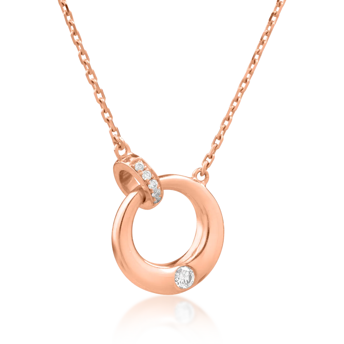 18K rose gold pendant necklace with diamonds of 0.05ct