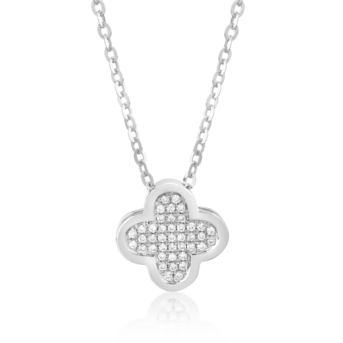 18K white gold pendant chain with 0.104ct diamonds