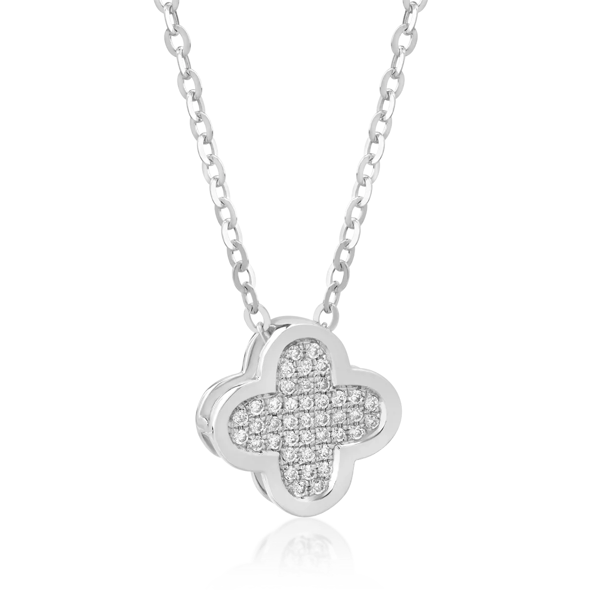 18K white gold pendant chain with 0.104ct diamonds