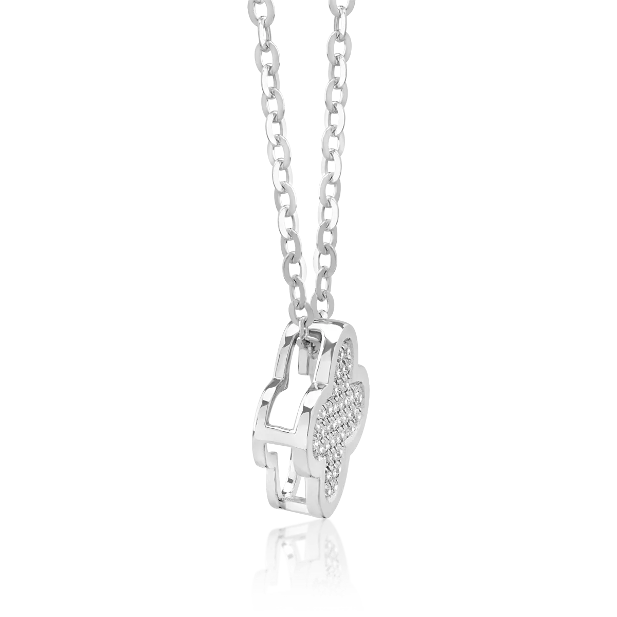 18K white gold pendant chain with 0.104ct diamonds