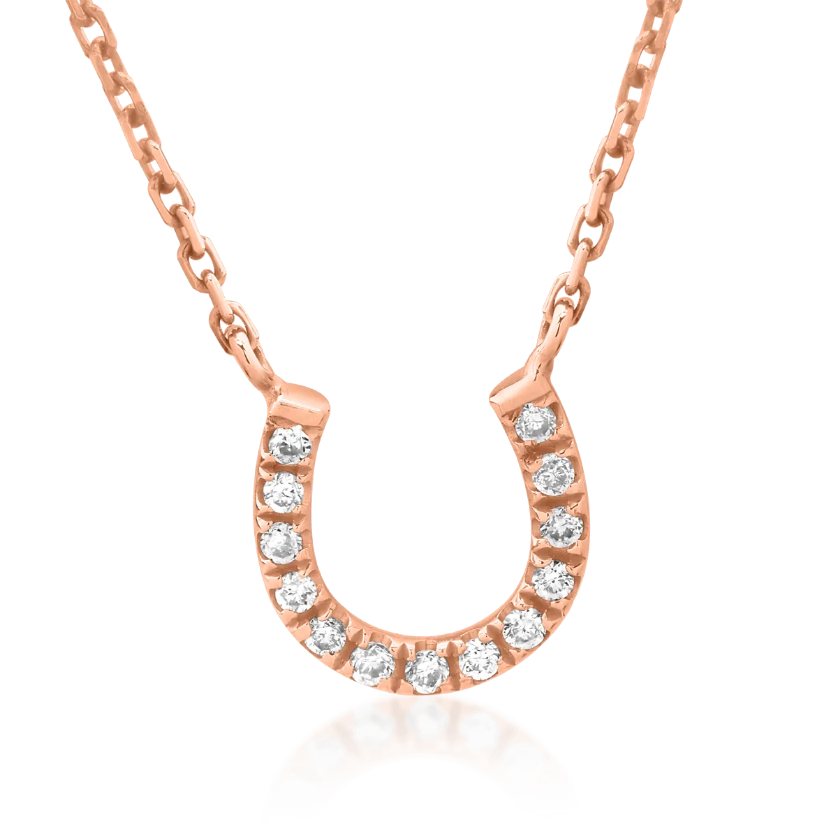 Lant cu pandantiv din aur roz de 18K cu diamante de 0.04ct