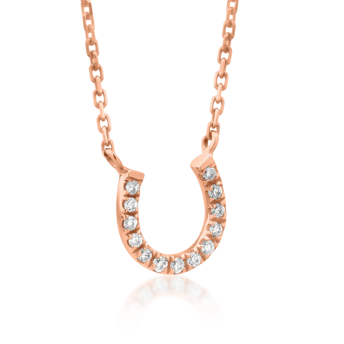 Lant cu pandantiv din aur roz de 18K cu diamante de 0.04ct