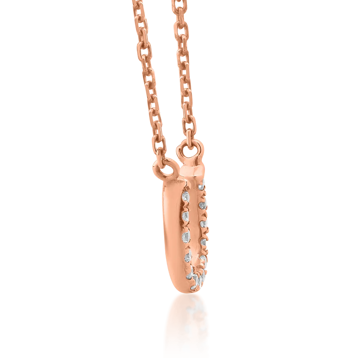 Lant cu pandantiv din aur roz de 18K cu diamante de 0.04ct