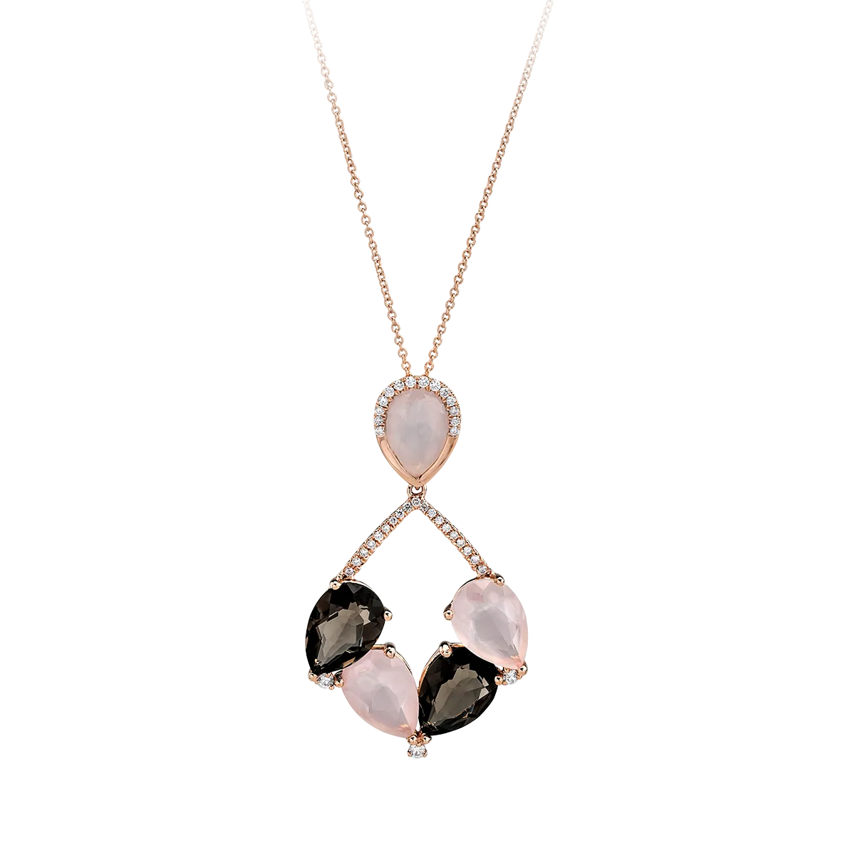 18K rose gold pendant necklace with 7.14ct quartz and 0.191ct diamonds