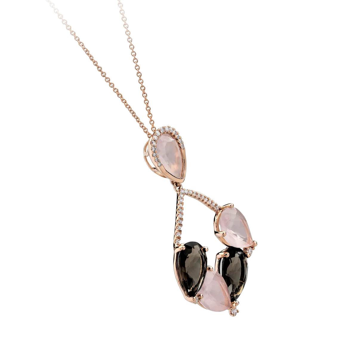 18K rose gold pendant necklace with 7.14ct quartz and 0.191ct diamonds