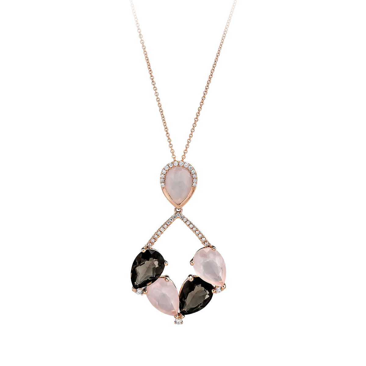 18K rose gold pendant necklace with 7.14ct quartz and 0.191ct diamonds-105698