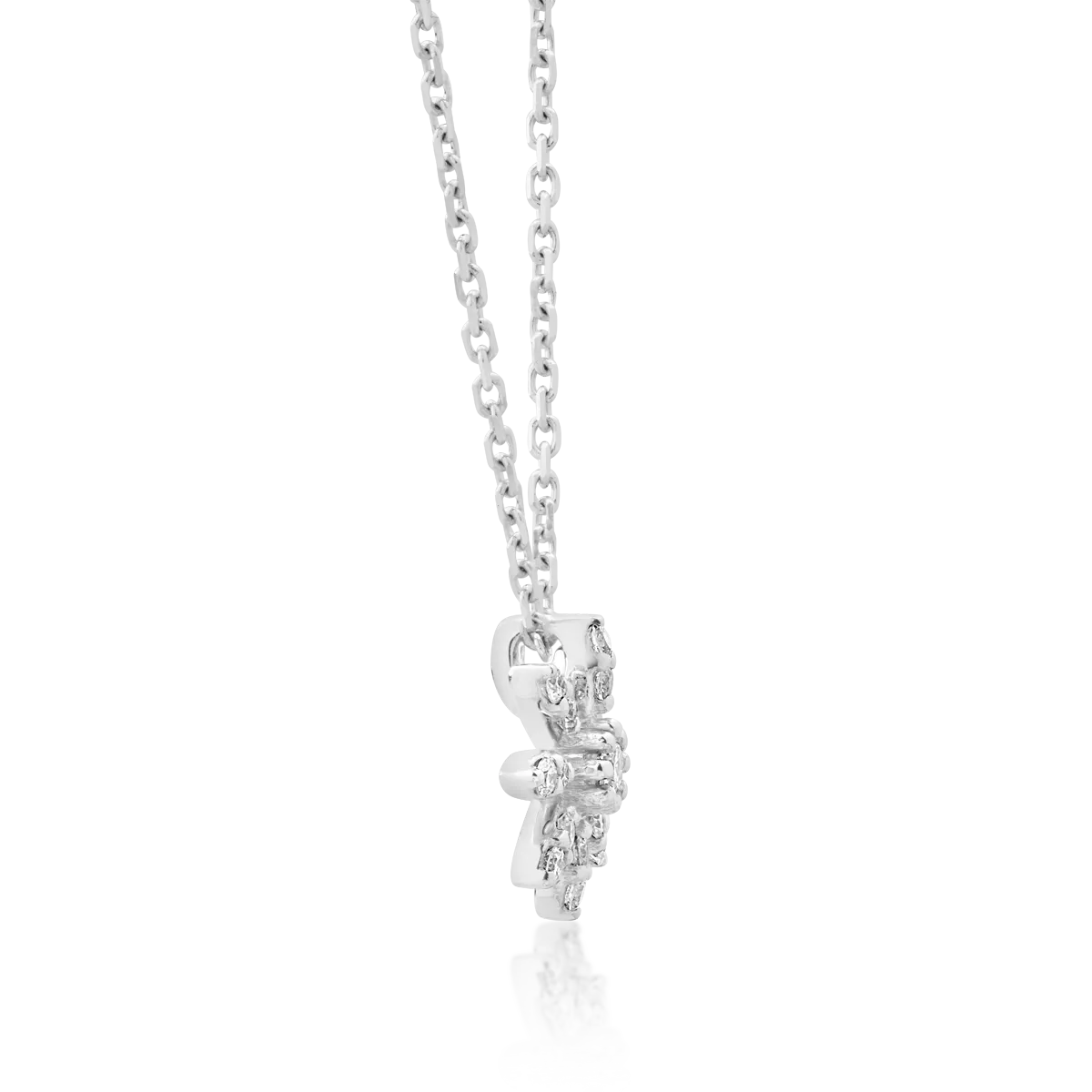 18K white gold flower pendant necklace with 0.071ct diamonds