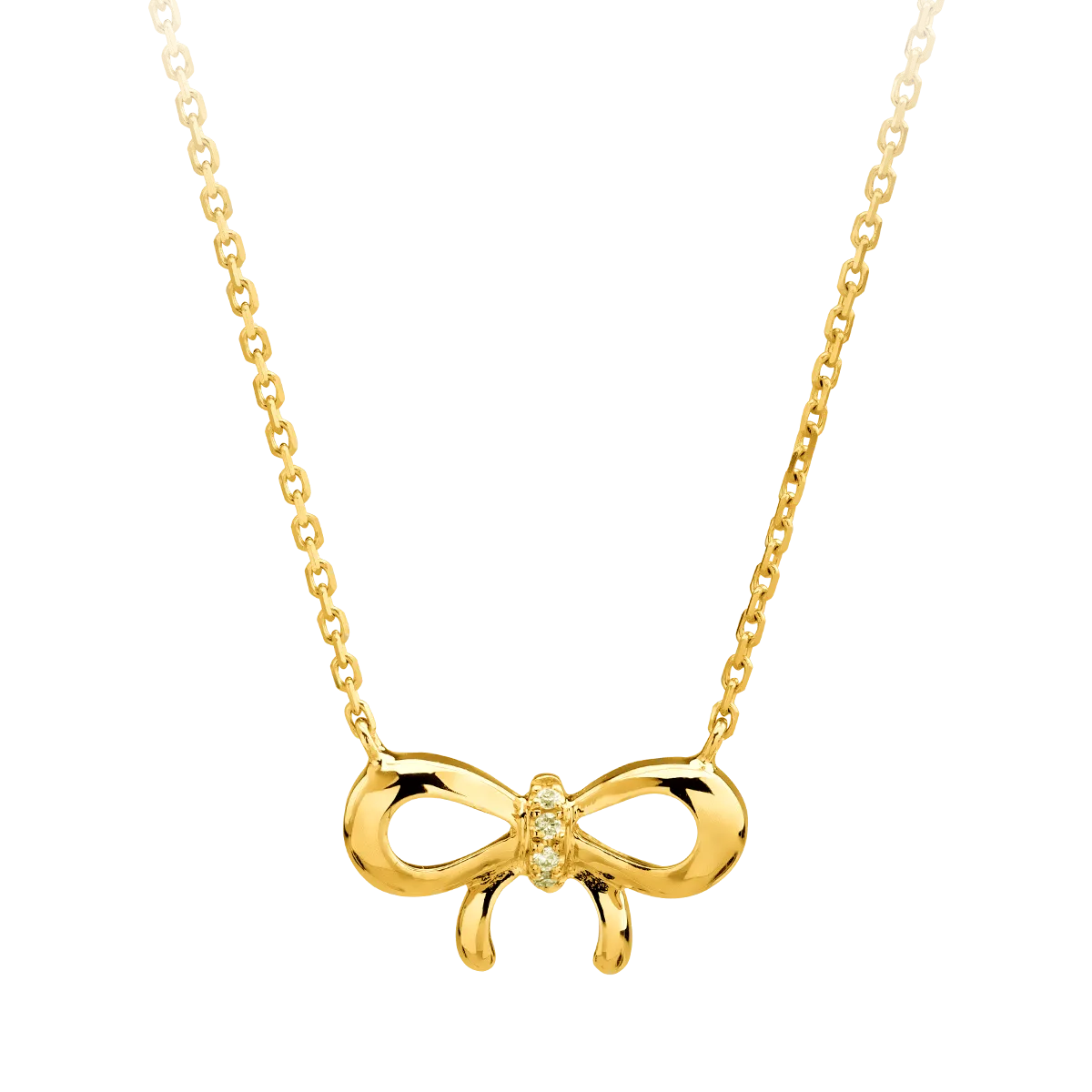 18K yellow gold knot pendant chain with 0.01ct diamonds