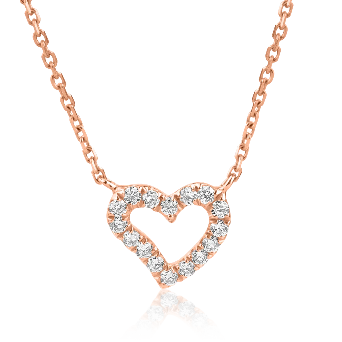 Lant cu pandantiv din aur roz de 18K cu diamante de 0.096ct
