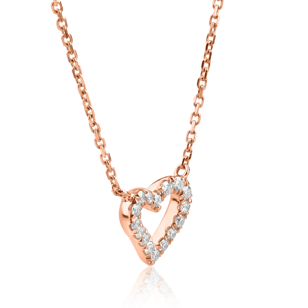 Lant cu pandantiv din aur roz de 18K cu diamante de 0.096ct