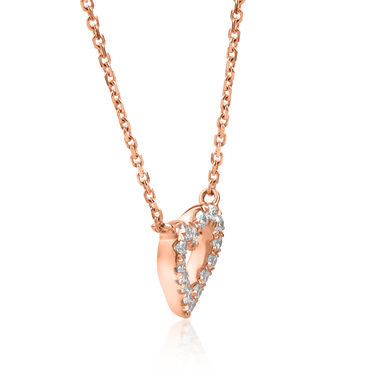 Lant cu pandantiv din aur roz de 18K cu diamante de 0.096ct