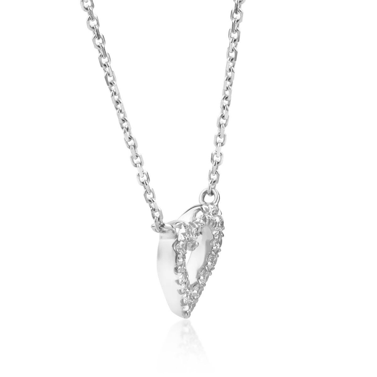 Lant cu pandantiv inima din aur alb de 18K cu diamante de 0.095ct