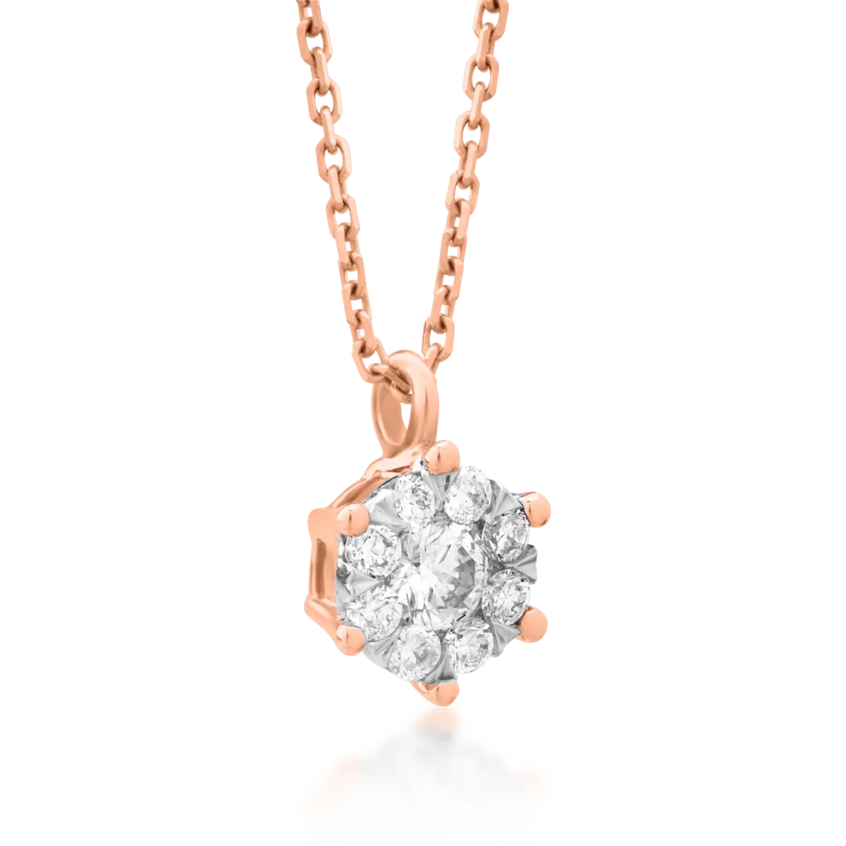 18K rose gold pendant chain with 0.17ct diamonds