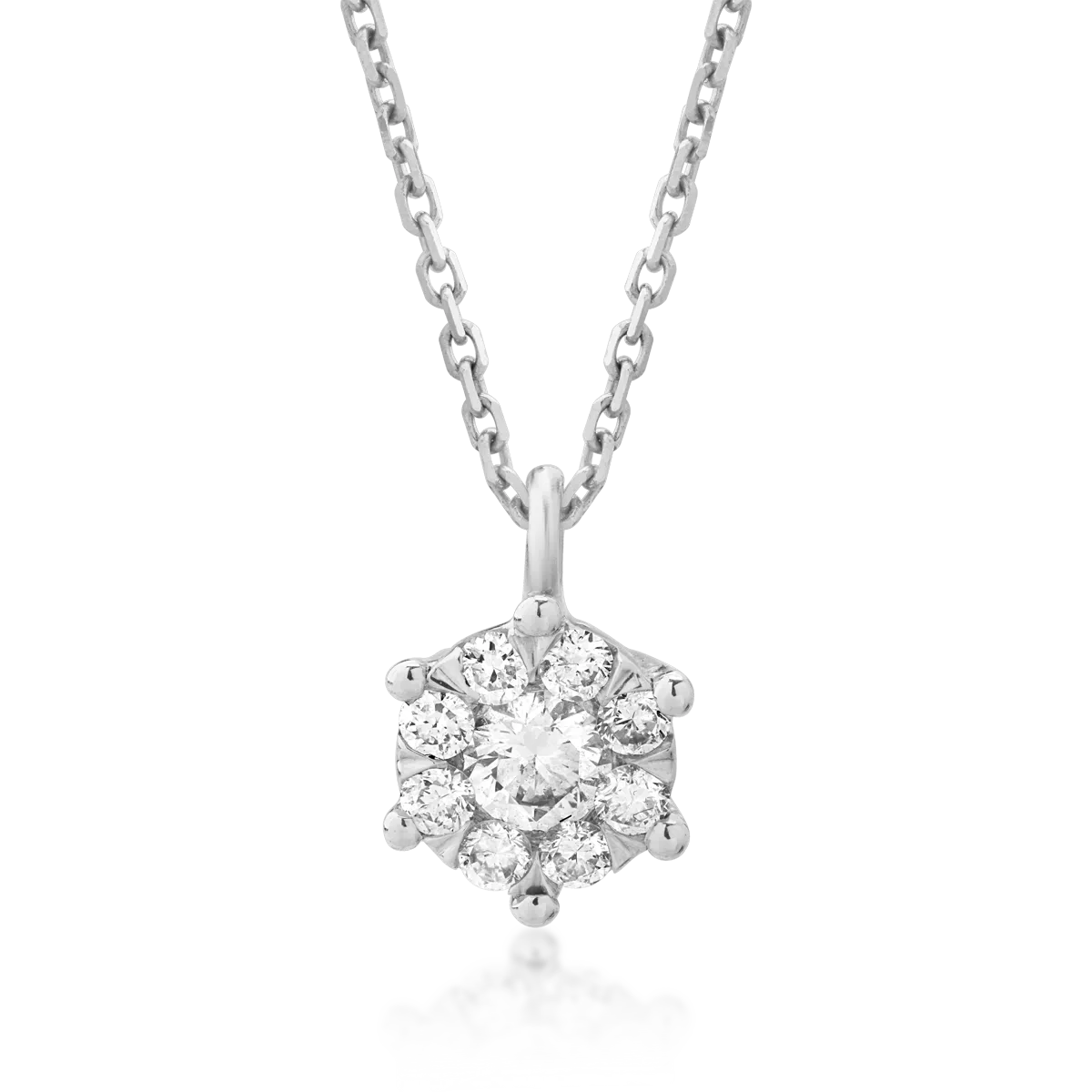Lant cu pandantiv din aur alb de 18K cu diamant de 0.166ct
